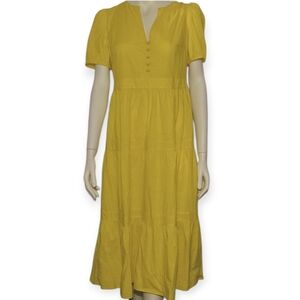 Loft Yellow Tiered Maxi Puff Sleeve Sundress